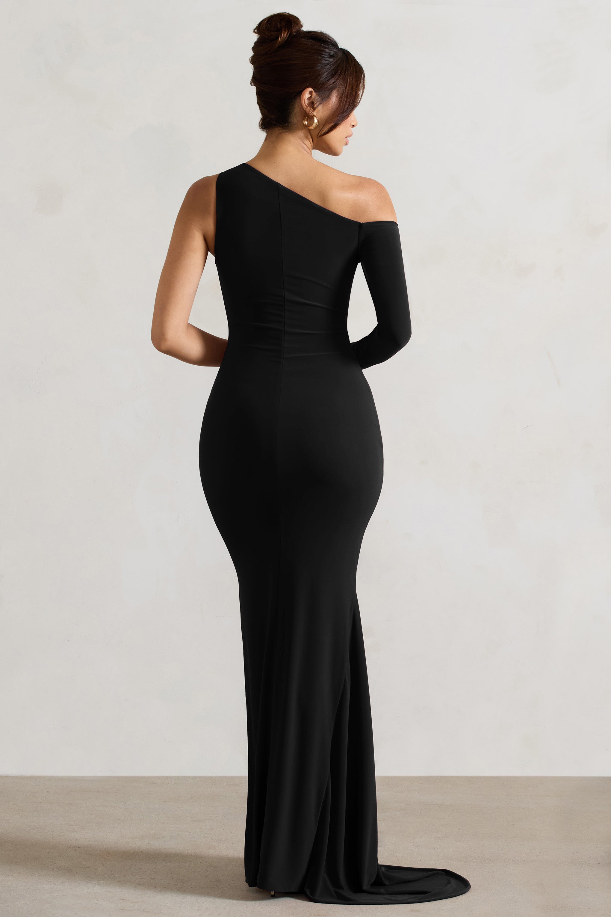 Contradiction | Black One-Sleeve Asymmetric Maxi Dress