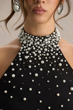 Dani | Black Embellished Halter-Neck Maxi Dress