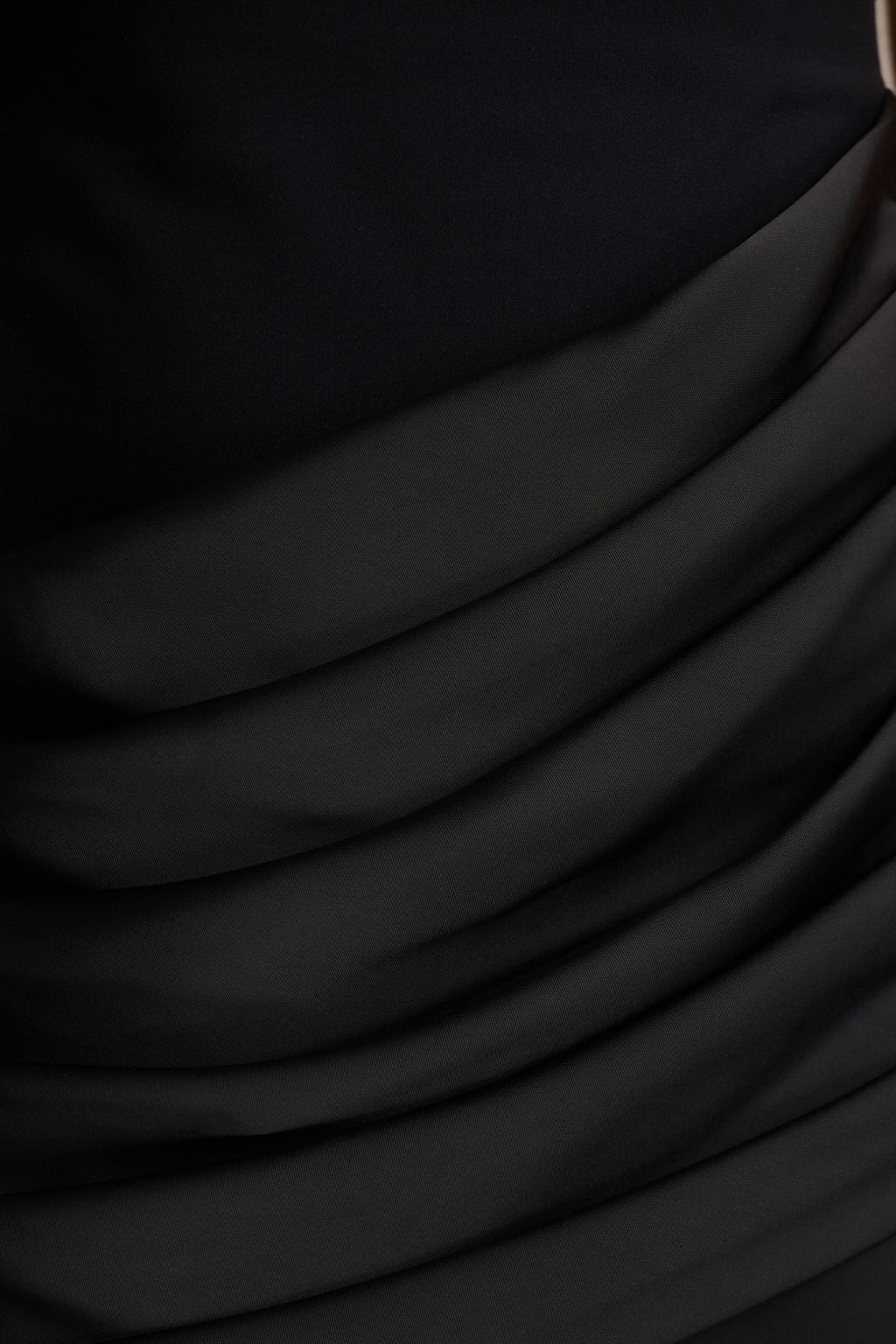 Akari | Black High-Neck Maxi Dress With Satin Skirt