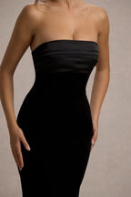 Ambrosi | Black Velvet Bandeau Maxi Dress